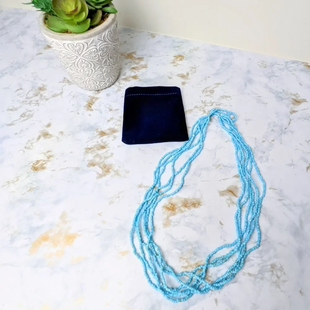 Multiple strand blue bead necklace Teal Turquoise